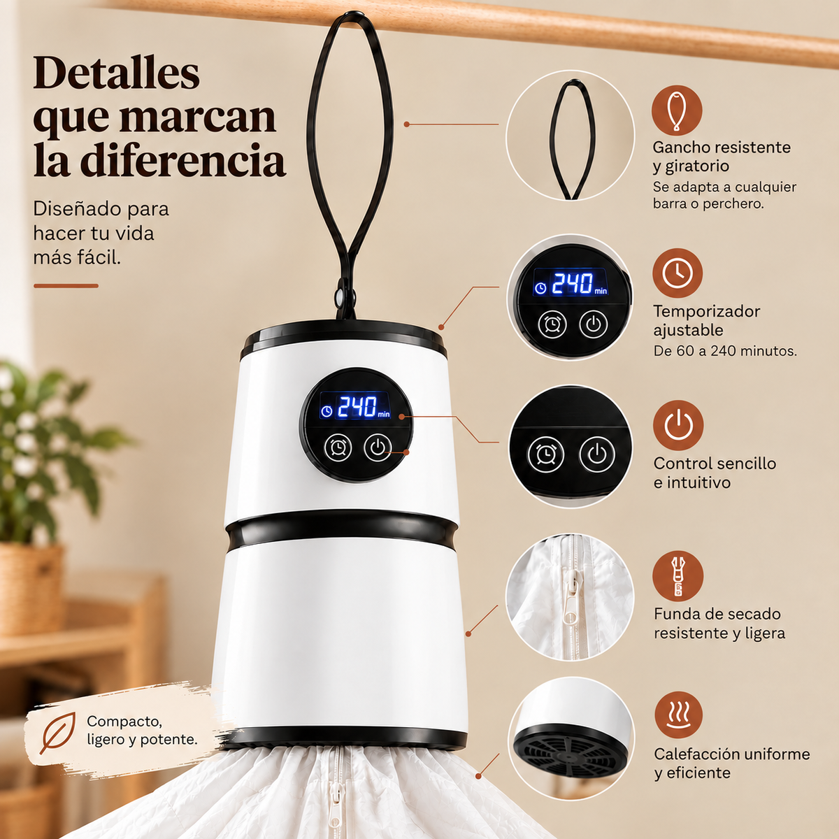 Secador Eléctrico Portátil para Ropa